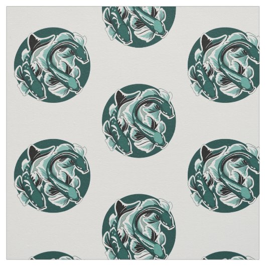 Green Koi Fabric Stoff (Muster)