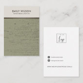 GREEN KRAFT WHITE DOTS NECKLACE EARRING DISPLAY VISITENKARTE (Vorne/Hinten)