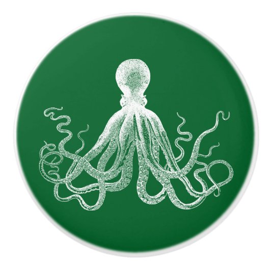 Green Kraken Octopus Keramikknauf (Vorderseite)