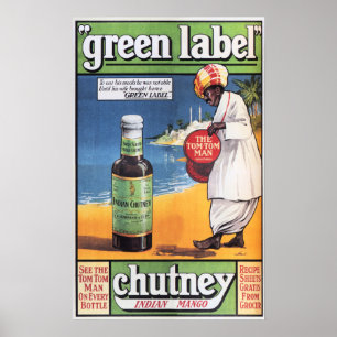 Green Label CHUTNEY INDIAN MANGO Retro Food Adverv Poster