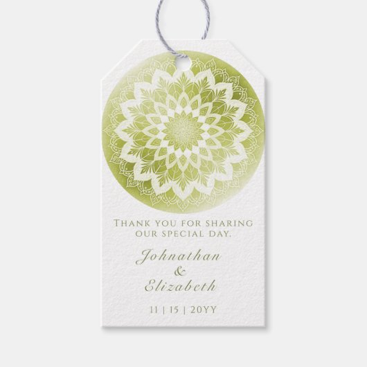 Green Lace Mandala Wedding Favor Geschenkanhänger (Vorderseite)