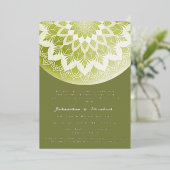 Green Lace Mandala Wedding Folieneinladung (Stehend vorne)