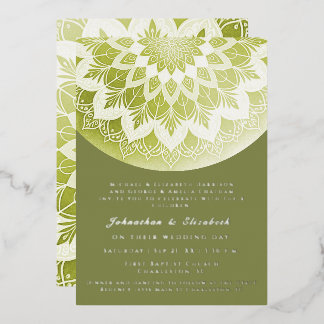 Green Lace Mandala Wedding Folieneinladung