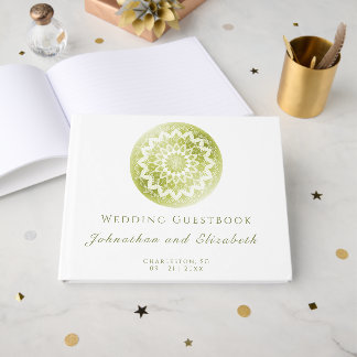 Green Lace Mandala Wedding Gästebuch