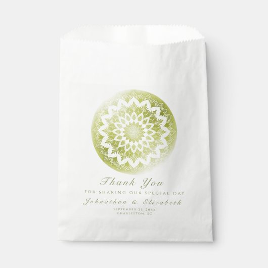 Green Lace Mandala Wedding Geschenktütchen (Vorderseite)