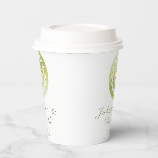 Green Lace Mandala Wedding Pappbecher (Links)