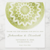 Green Lace Mandala Wedding Wine Label Weinetikett (Einzelnes Label)