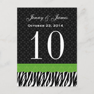 Green Lace Zebra Individuelle Name Wedding Tischnu Postkarte