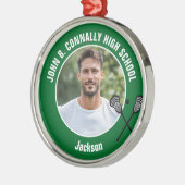 Green Lacrosse Player Photo High School Christmas Ornament Aus Metall (Links)