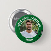 Green Lacrosse Player Photo High School Spirit Button (Vorne & Hinten)