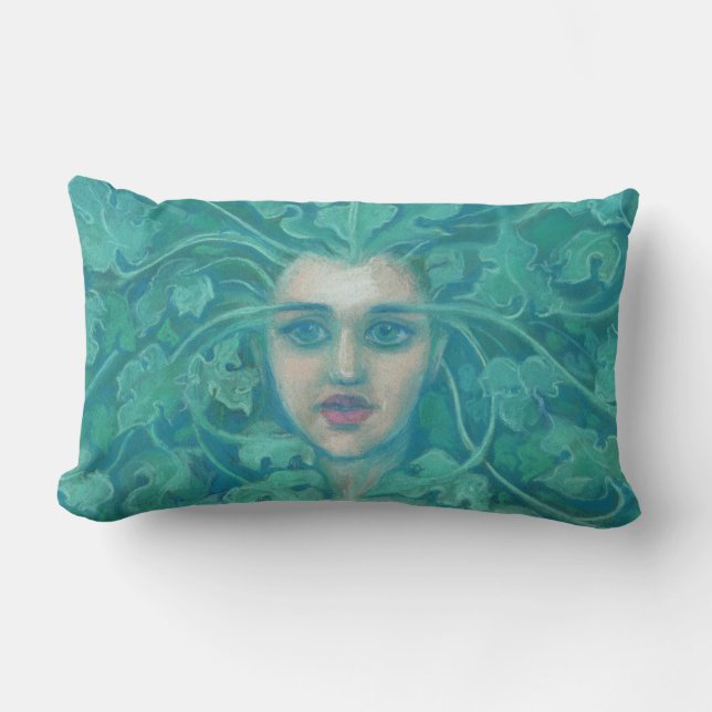 Green Lady / Forest Queen, Fantasy Art Lendenkissen (Vorderseite)