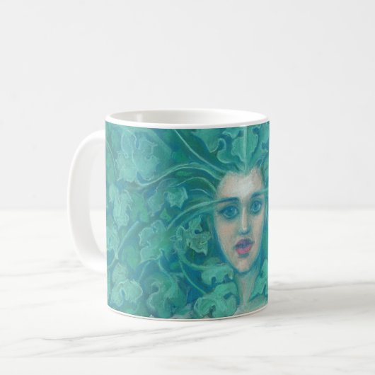Green Lady / Forest Queen, Fantasy Art Tasse (Vorderseite Links)