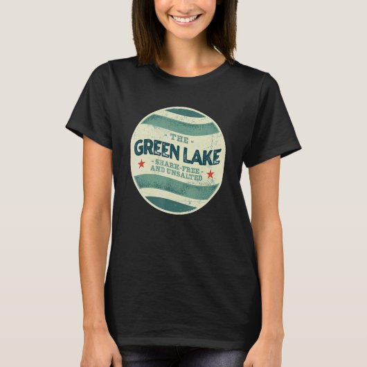 Green Lake Shark Free and Unsalted Camping Wiscons T-Shirt (Vorderseite)