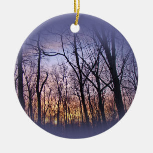 Green Lane PA Woodland Winter Sunset Keramik Ornament