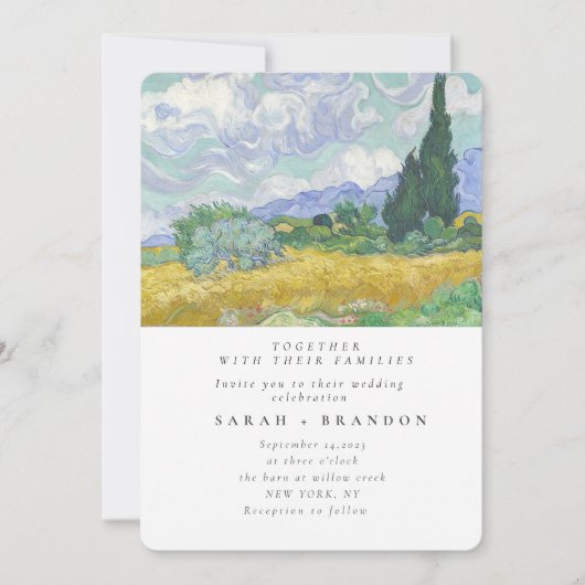 Green Lanscape Altes Gemälde Einladung zur Hochzei (Vorderseite)