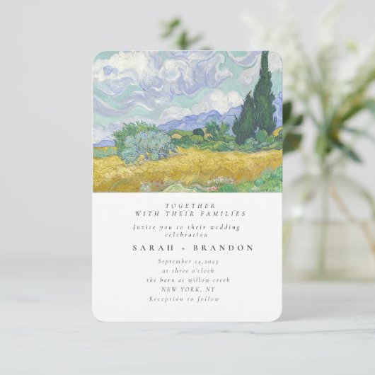 Green Lanscape Altes Gemälde Einladung zur Hochzei (Stehend Vorderseite)