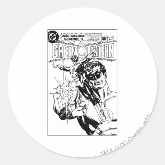 Green Lantern - Action Comic Cover, Black and Whit Runder Aufkleber (Vorderseite)