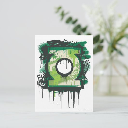 Green Lantern Graffiti Symbol Postkarte (Stehend Vorderseite)