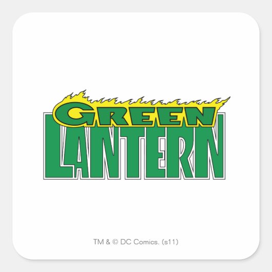 Green Lantern Logo - Gelbe Flammen Quadratischer Aufkleber (Vorderseite)