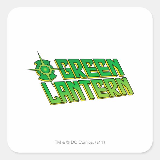 Green Lantern Logo - Slanted Quadratischer Aufkleber (Vorderseite)