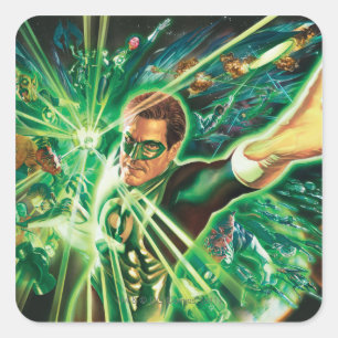 Green Lantern Painting Quadratischer Aufkleber