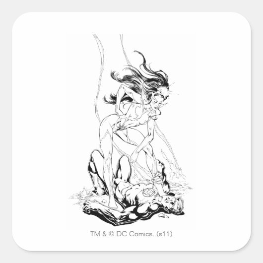 Green Lantern und Star Sapphire Quadratischer Aufkleber (Vorderseite)
