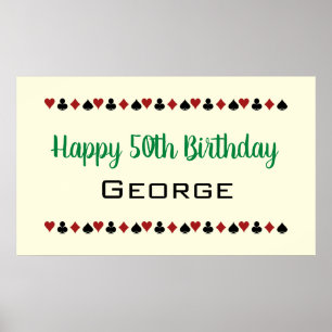 Green Las Vegas Style Casino Card Anzüge Geburtsta Poster