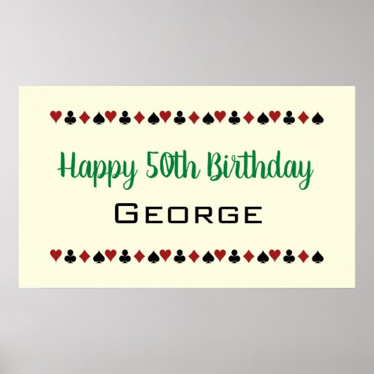 Green Las Vegas Style Casino Card Anzüge Geburtsta Poster (Vorne)