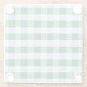 Green & Lavender Gingham Stripes Karo Muster Glasuntersetzer (Rückseite)