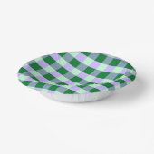 Green & Lavender Gingham Stripes Karo Muster Pappteller (Gewinkelt)