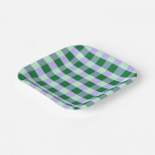 Green & Lavender Gingham Stripes Karo Muster Pappteller (Gewinkelt)