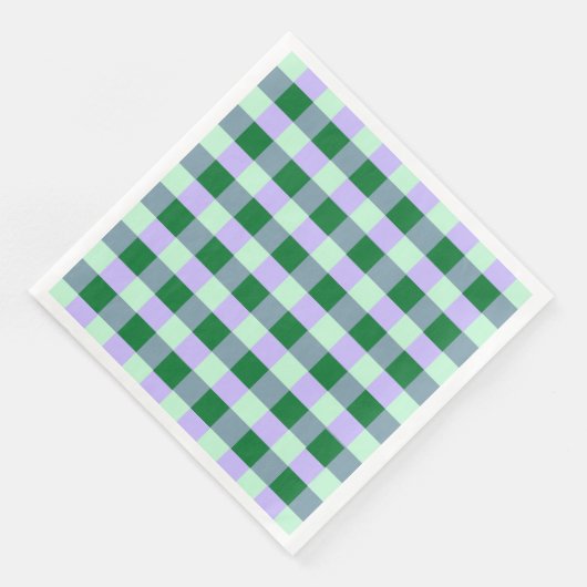 Green & Lavender Gingham Stripes Karo Muster Serviette (Ecke)