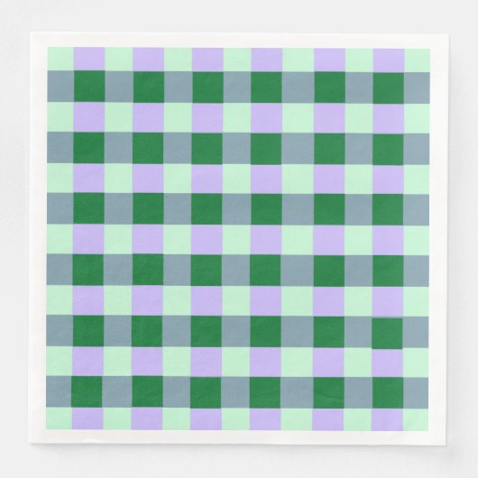Green & Lavender Gingham Stripes Karo Muster Serviette (Vorderseite)