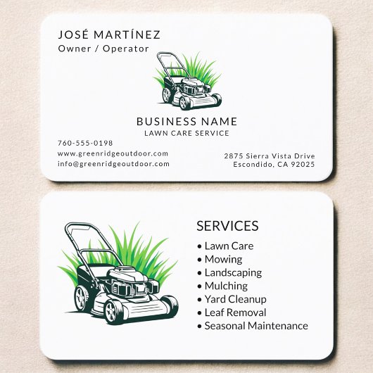 Green Lawn Care and Landscaping Service Visitenkarte
