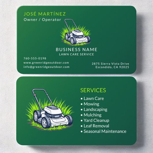 Green Lawn Service and Maintenance Professional Visitenkarte