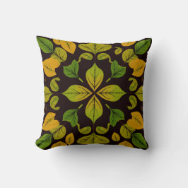 Green Leaf Abstract Square Throw Pillow Kissen