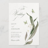 Green leaf Aesthetic elegant wedding Einladung (Vorderseite)