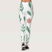 Green Leaf and Pink Flower  Pattern Legging Leggings (Rückseite)