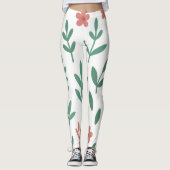 Green Leaf and Pink Flower  Pattern Legging Leggings (Vorderseite)