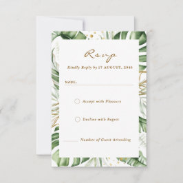 Green Leaf Boho Greenerity Wedding RSVP Cards Dankeskarte