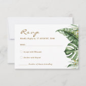 Green Leaf Boho Greenerity Wedding RSVP Cards Dankeskarte (Vorderseite)