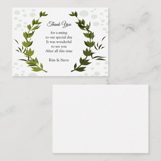 Green Leaf Dot Muster Danke Karte (Vorne/Hinten)