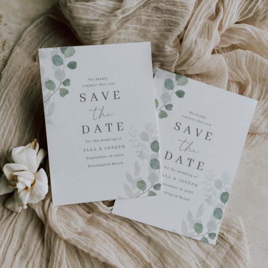 Green Leaf Elegance Wedding Save The Date