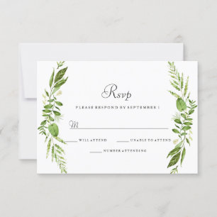 Green Leaf Elegant Wedding UAWG RSVP Karte