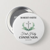 Green leaf first communion  button (Vorne & Hinten)