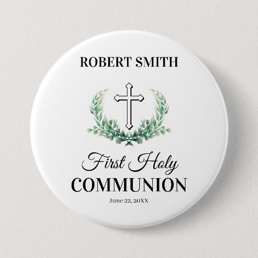 Green leaf first communion  button (Vorderseite)