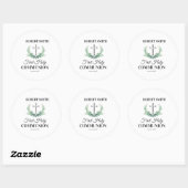 Green leaf first communion  runder aufkleber (Blatt)