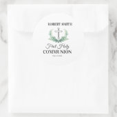 Green leaf first communion  runder aufkleber (Tasche)