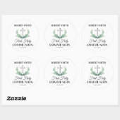 Green leaf first communion  runder aufkleber (Blatt)