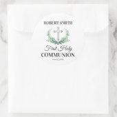 Green leaf first communion  runder aufkleber (Tasche)